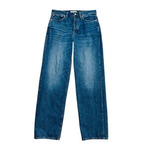 Madewell Women's 28 Tall Fits 32 Curvy Low Slung Straight Button Fly Blue Jeans